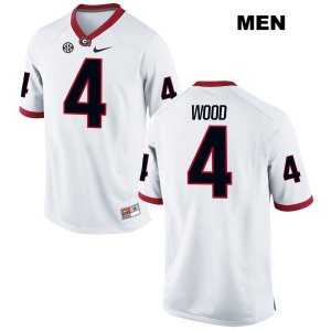 Men's Georgia Bulldogs NCAA #4 Mason Wood Nike Stitched White Authentic College Football Jersey JAX6354AG